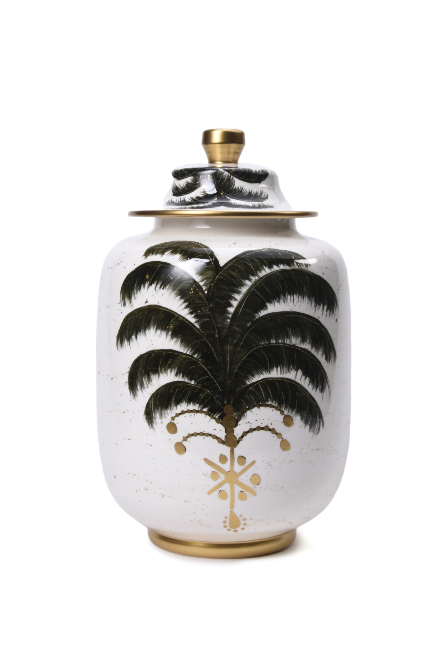 Palm Trees Design, Ceramic White Jar
