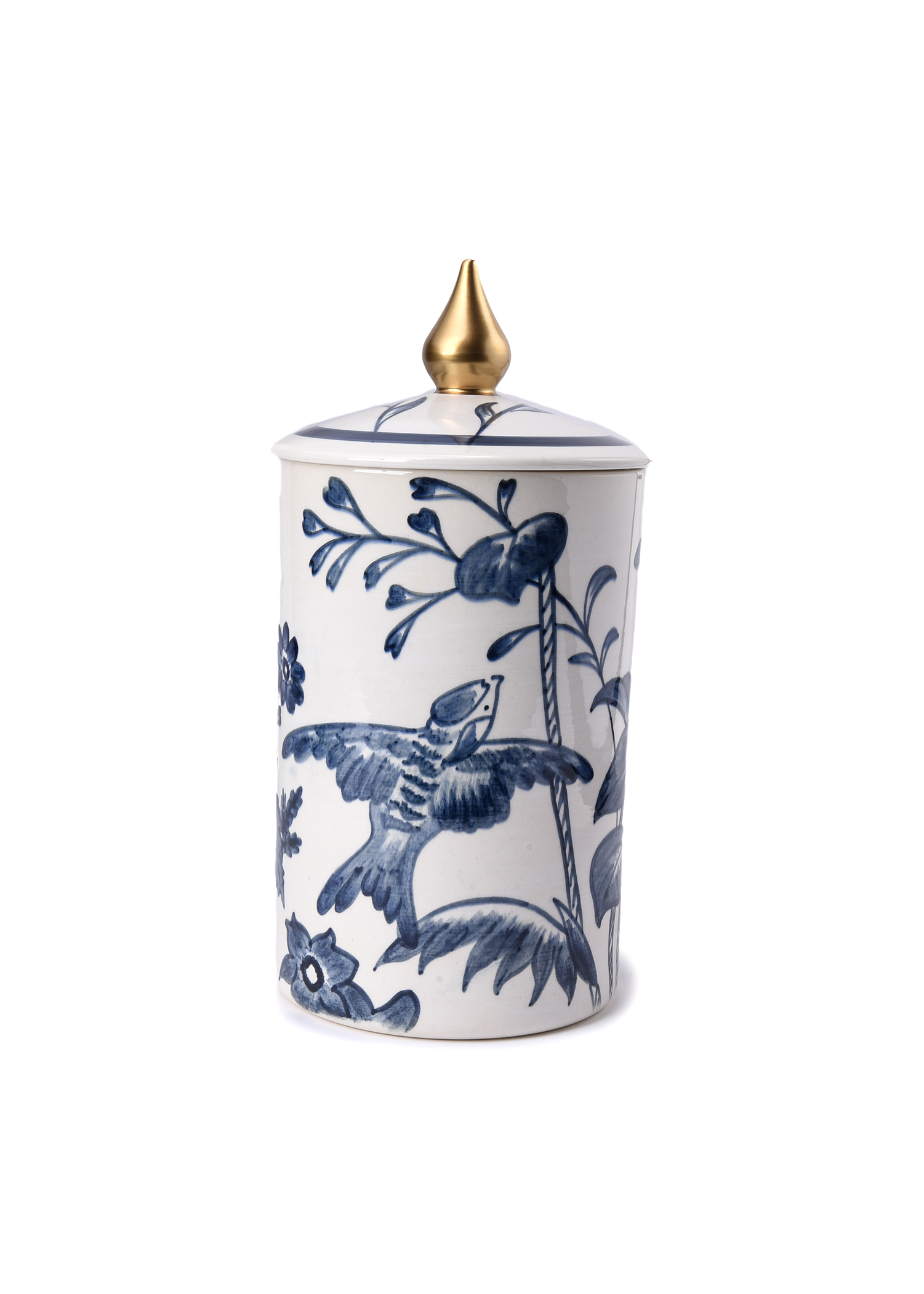 Blue White Cylinder Jar Large