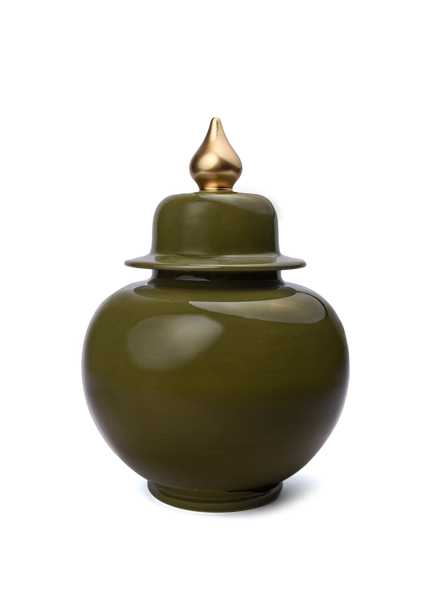 Olive Color Ceramic Jar Medium