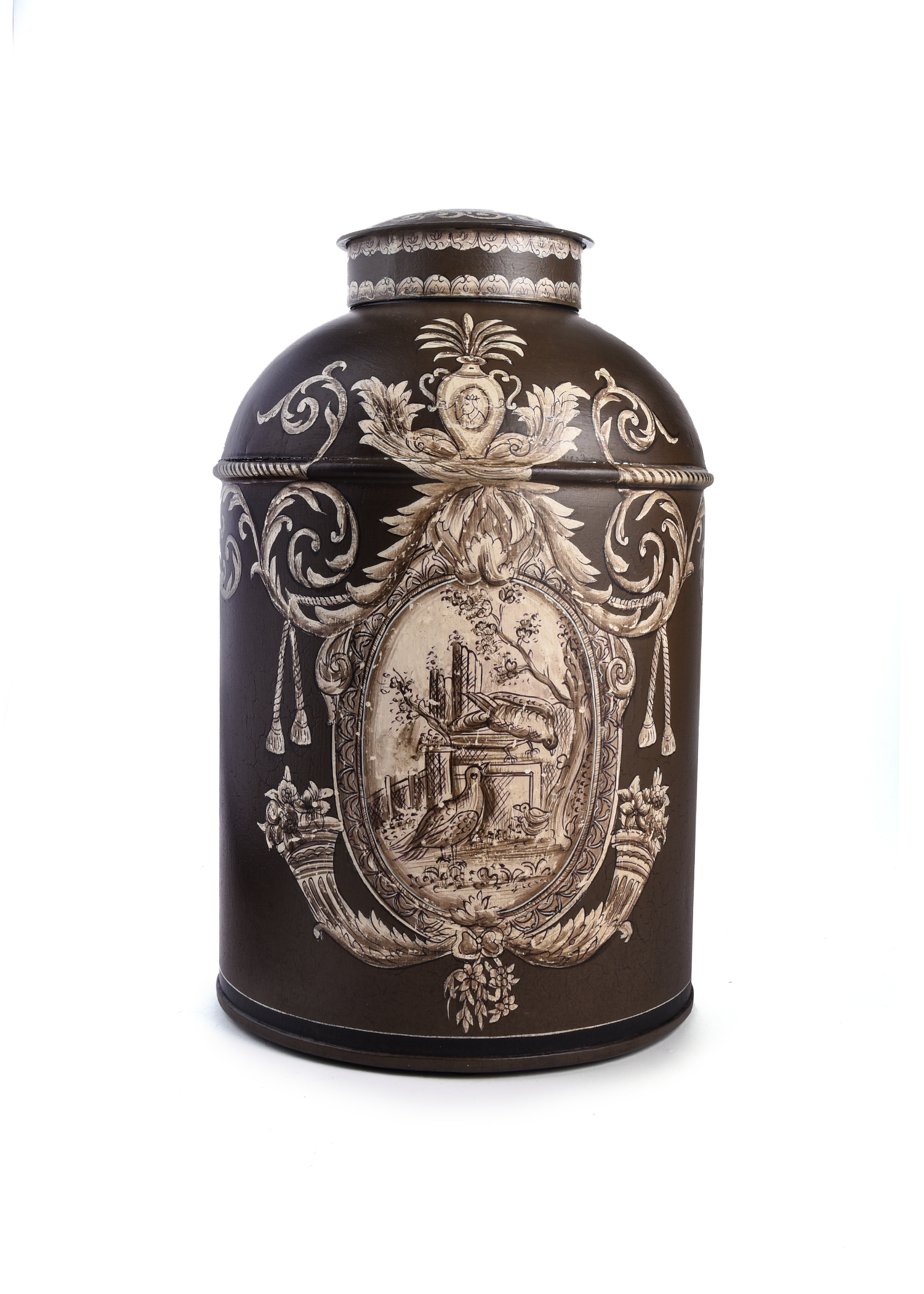 Chinese Style Brown Color 
Metal Jar Large