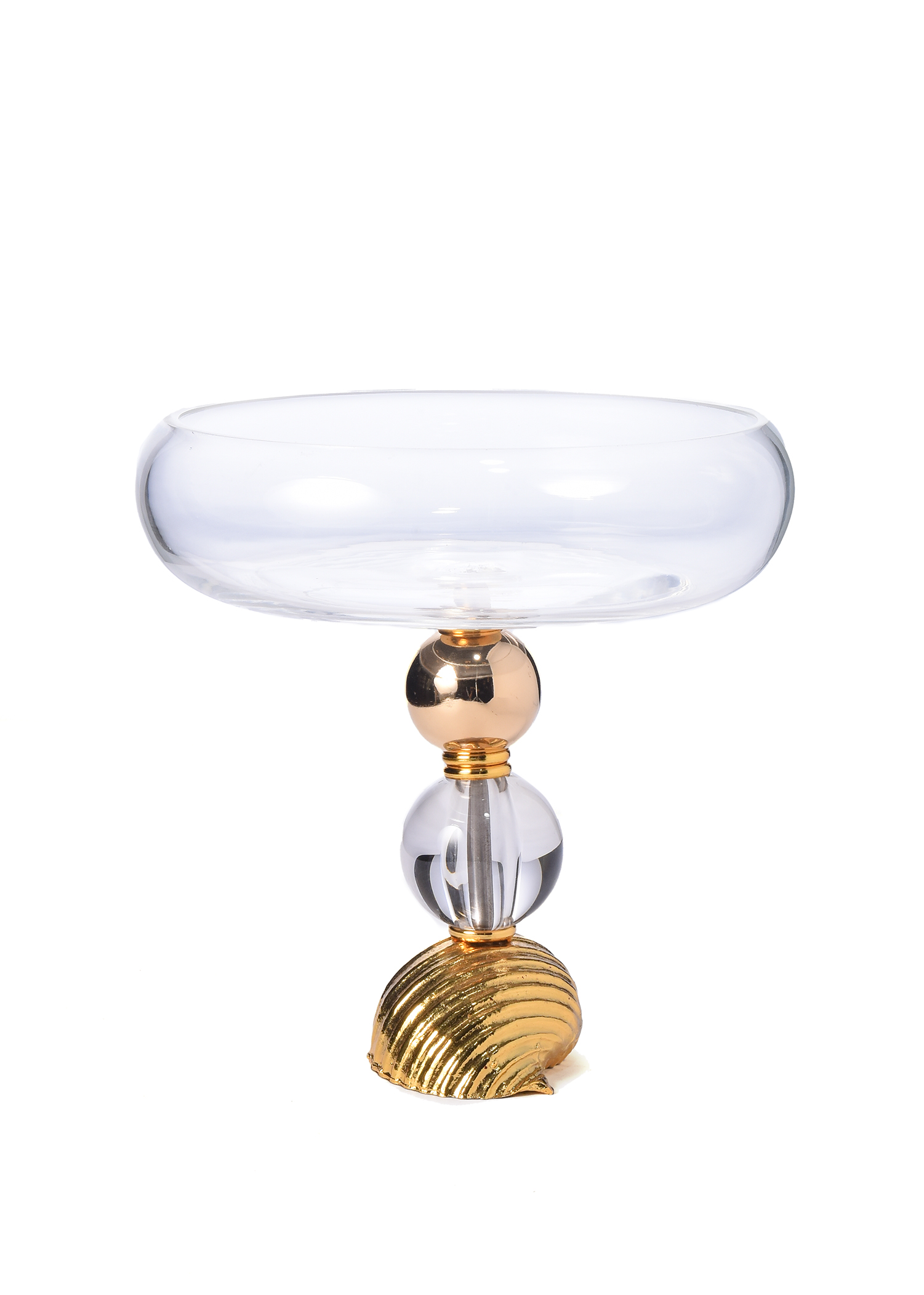 Clear Glass And Gold-Legged Vase