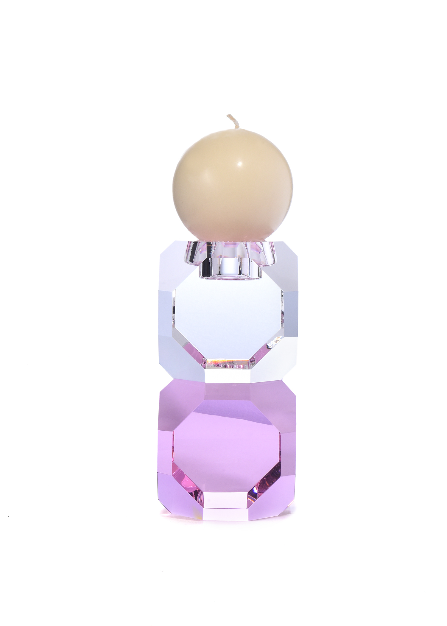 Transparent And Pink Crystal 
Two Layer Candle Holder