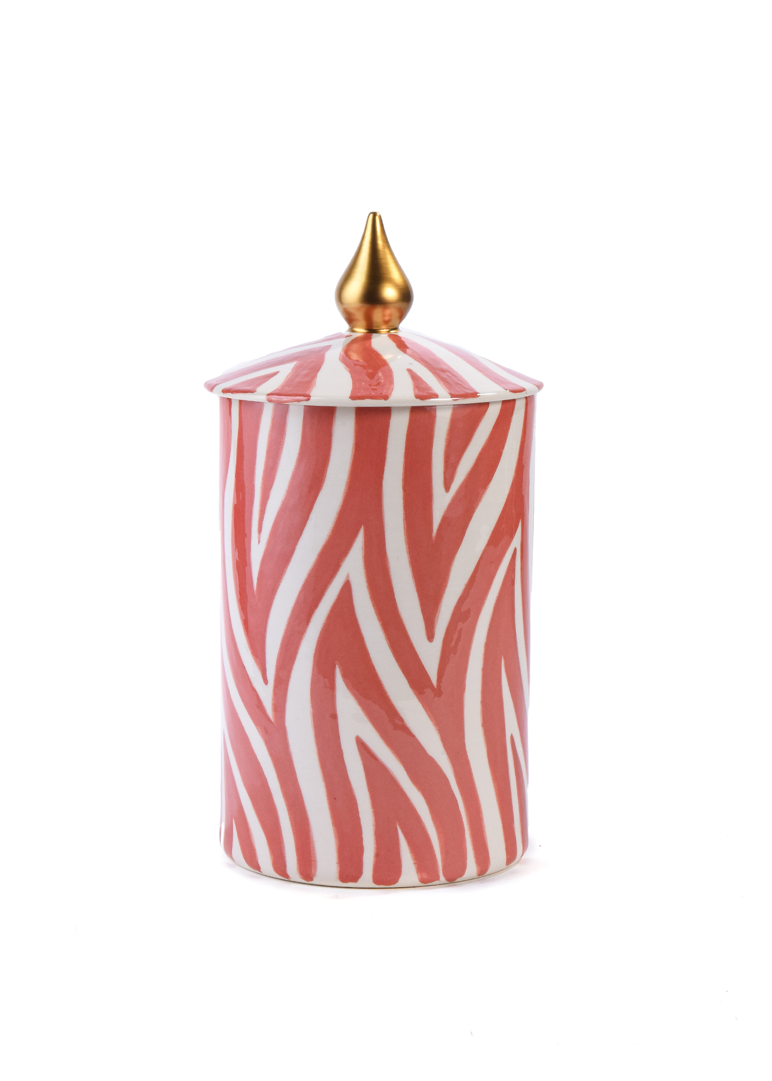 Cylendrical Pink and White 
Ceramic Jar L