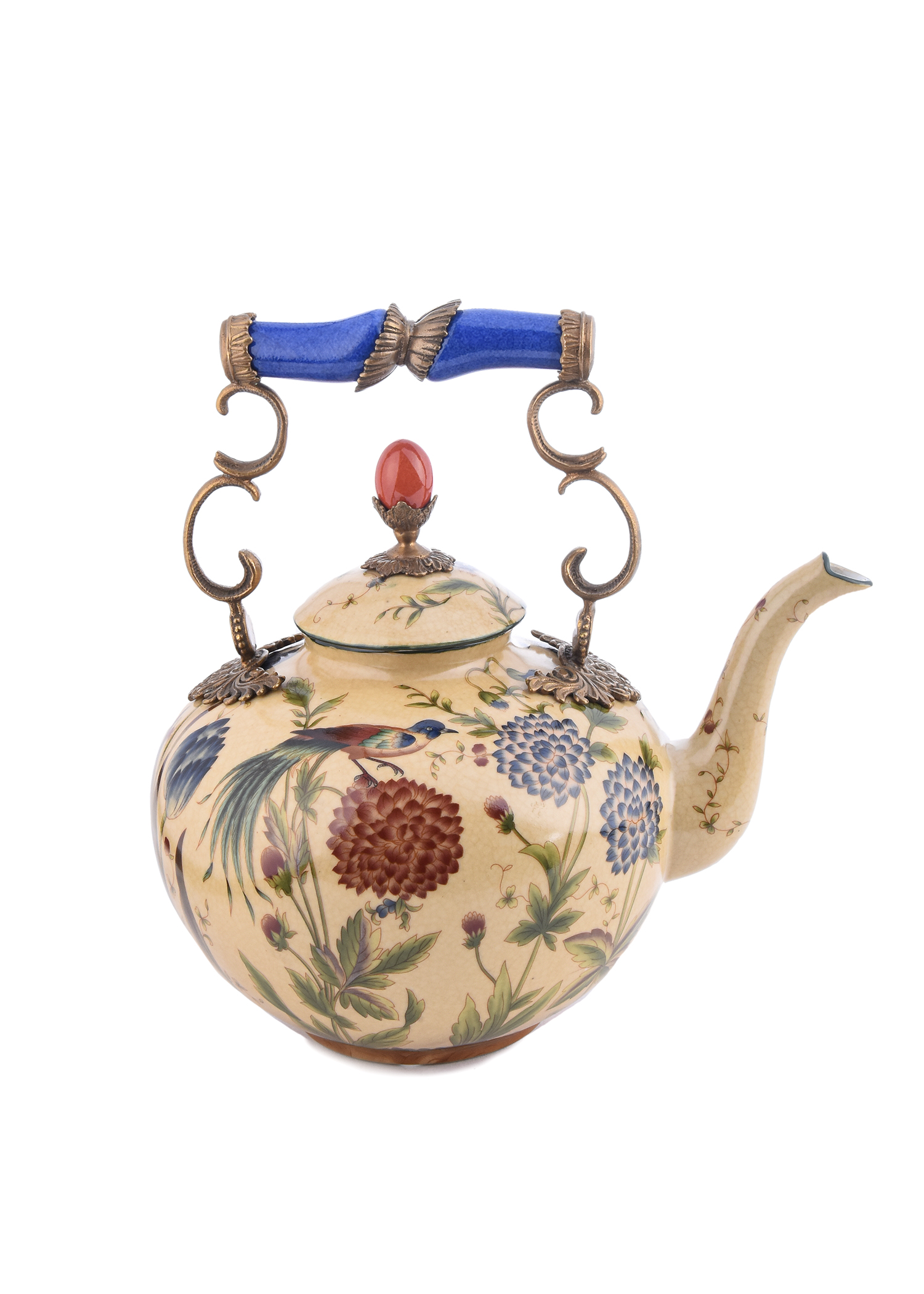 Antique Tea Pot White And Blue