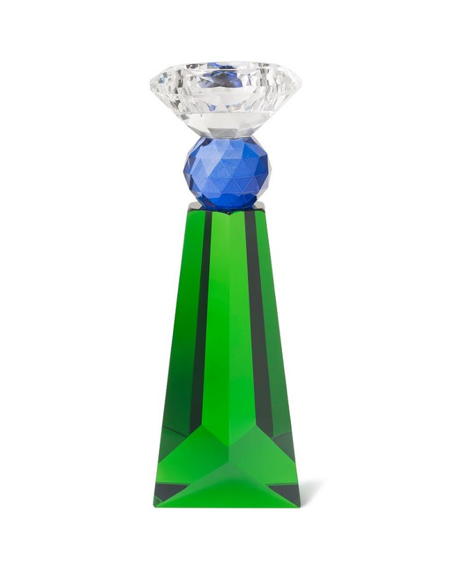 Crystal Green and Blue Candle Holder