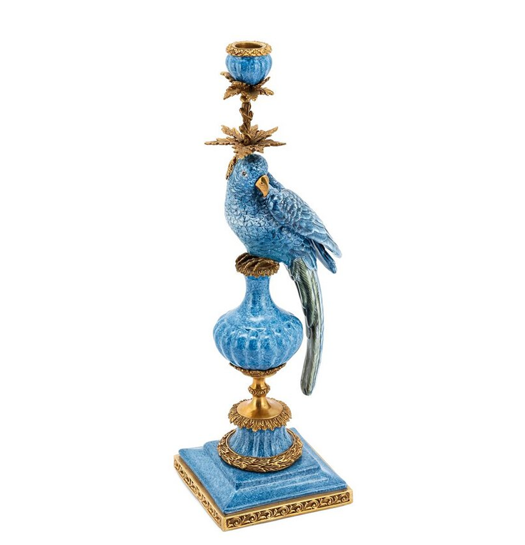 Blue Parrot Candle Stand