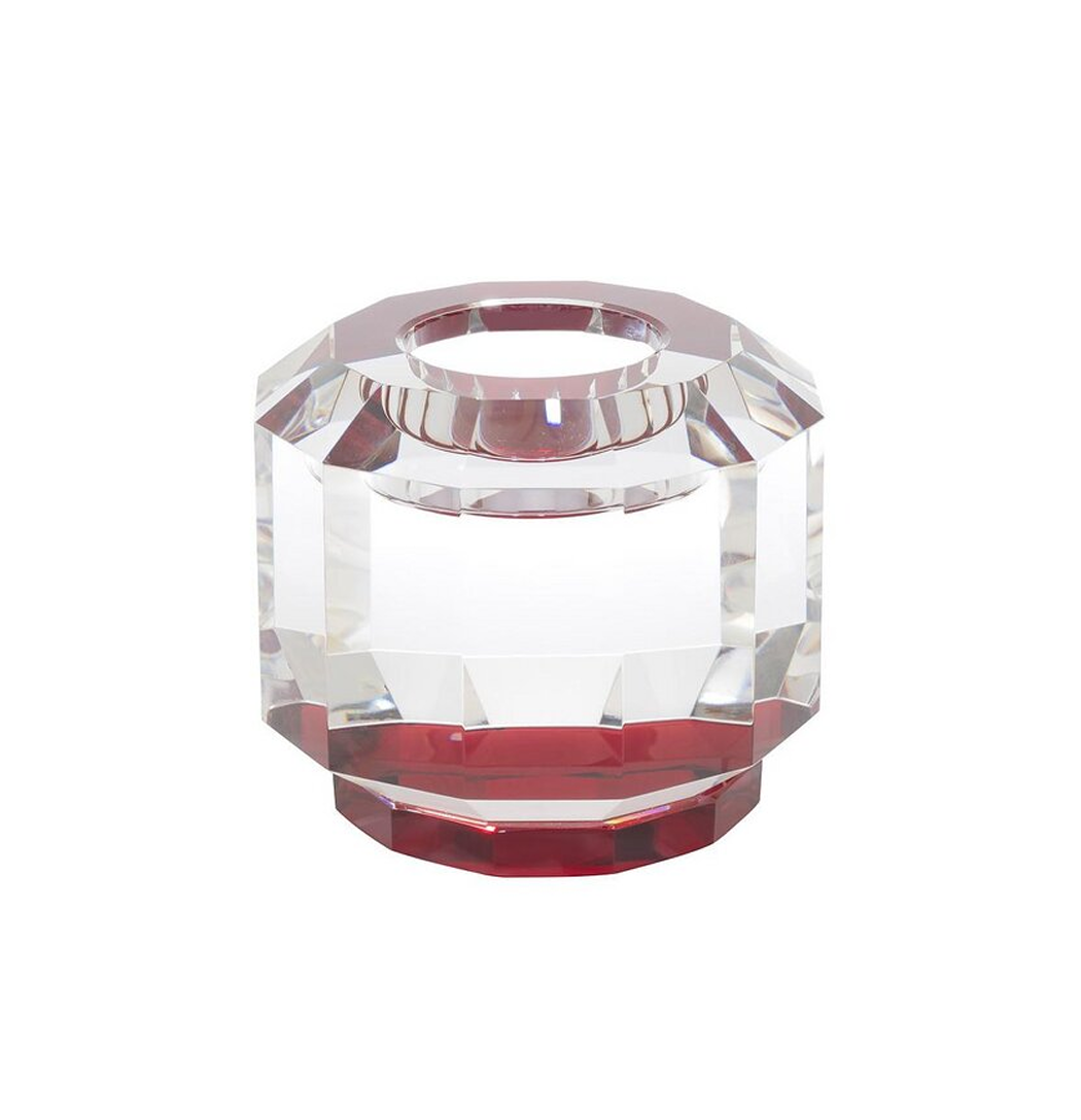 Crystal Red and Clear Candle Holder