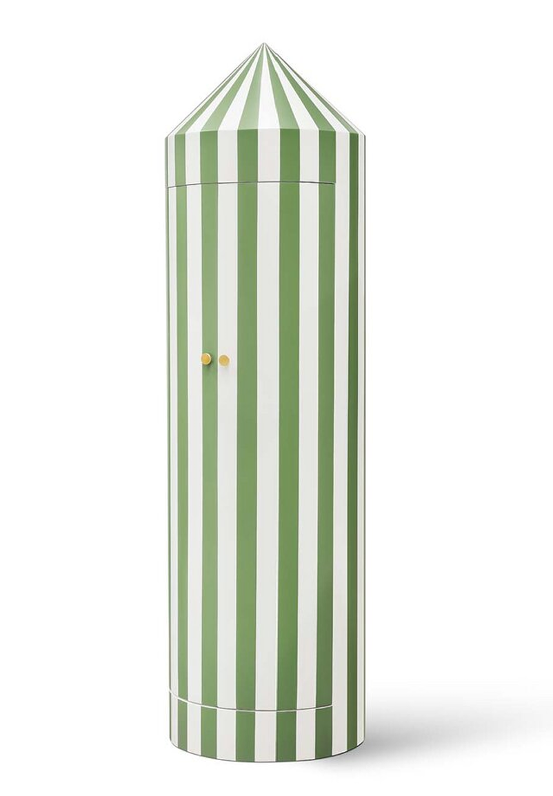 Green and White Striped Cabinet