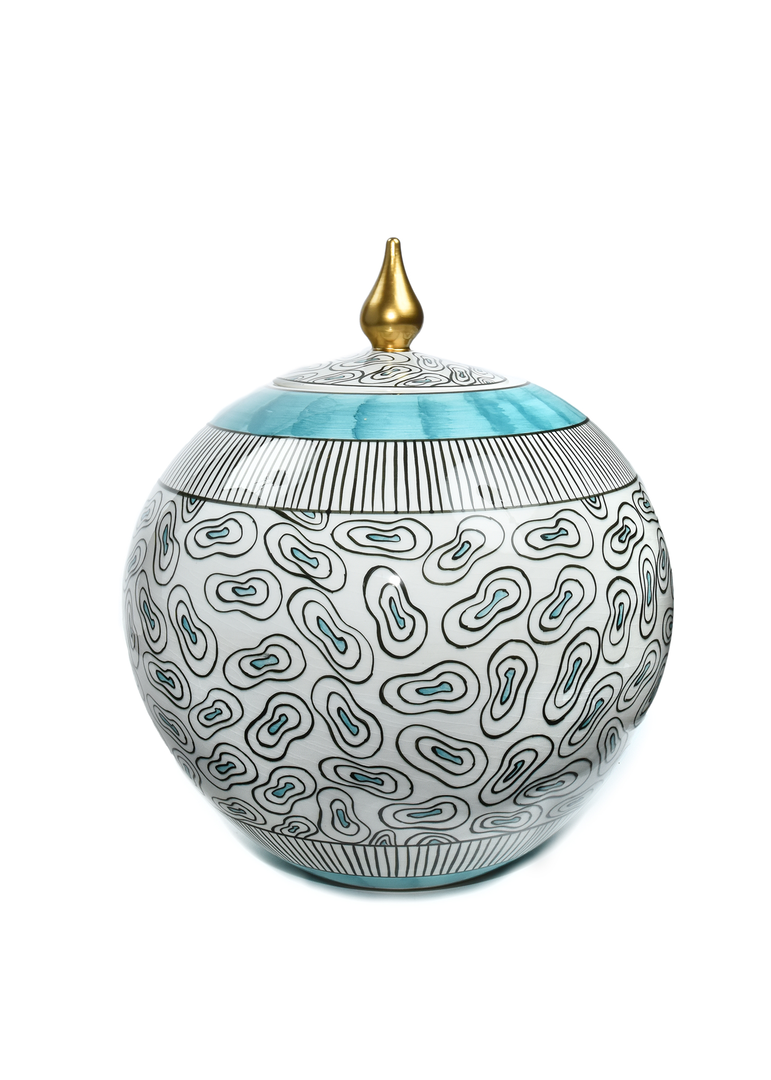 Baby Blue And White Spherical 
Ceramic Jar Standard