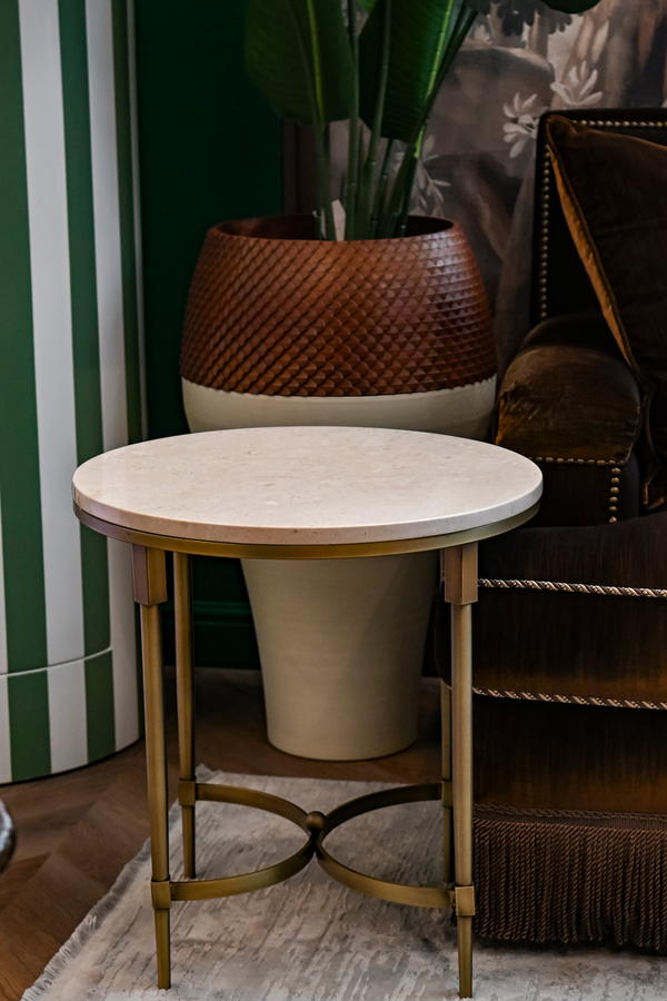 Bonze Coffe Table With Beige Marble