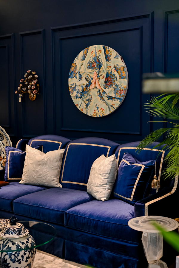 Three Seater Blue Sofa