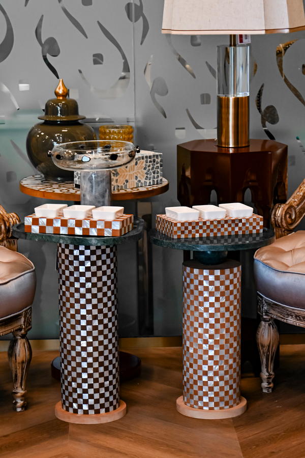 Seashells and Marble Side Tables