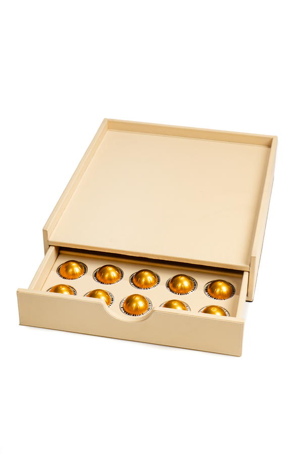 Cream Leather Coffee Tray