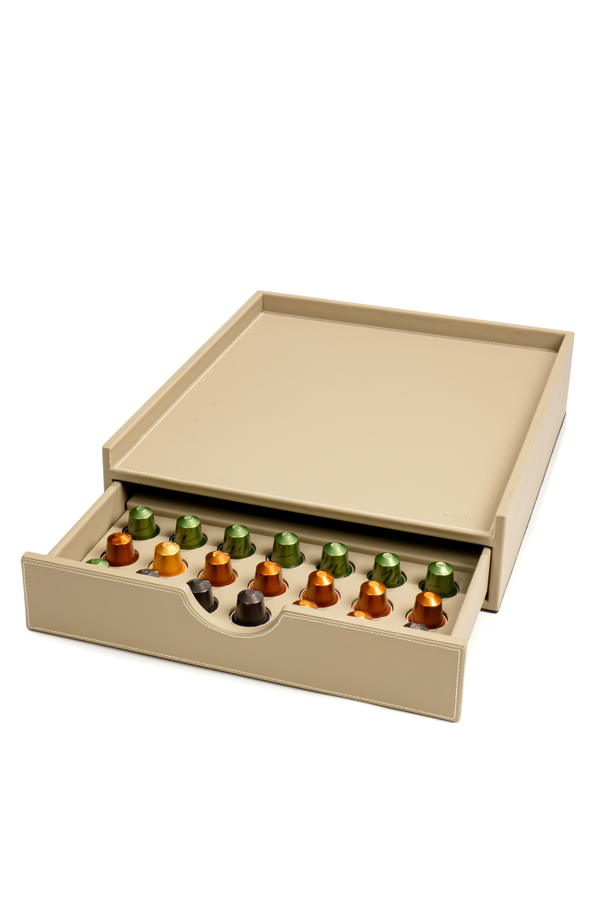 Beige Leather Coffee Tray