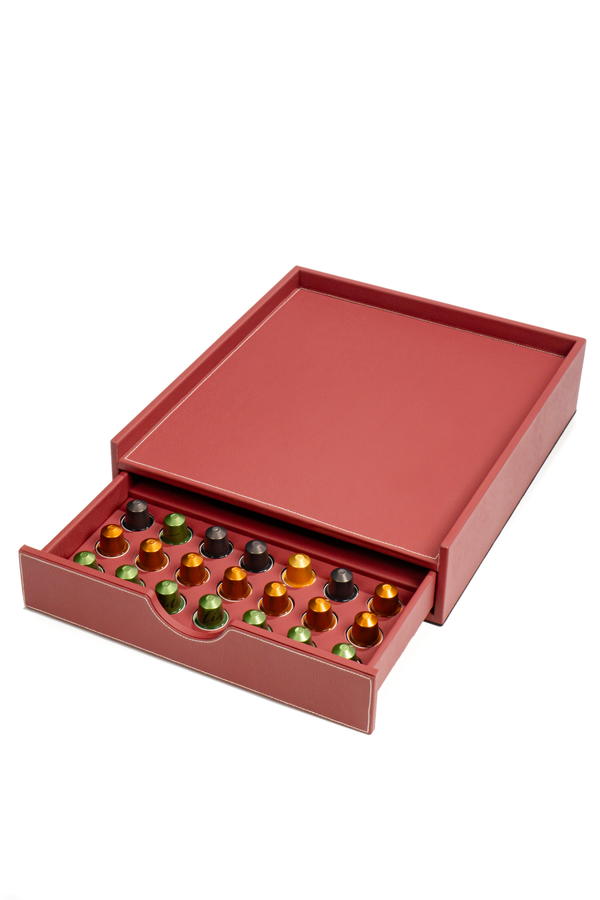 Red Leather Coffee Tray