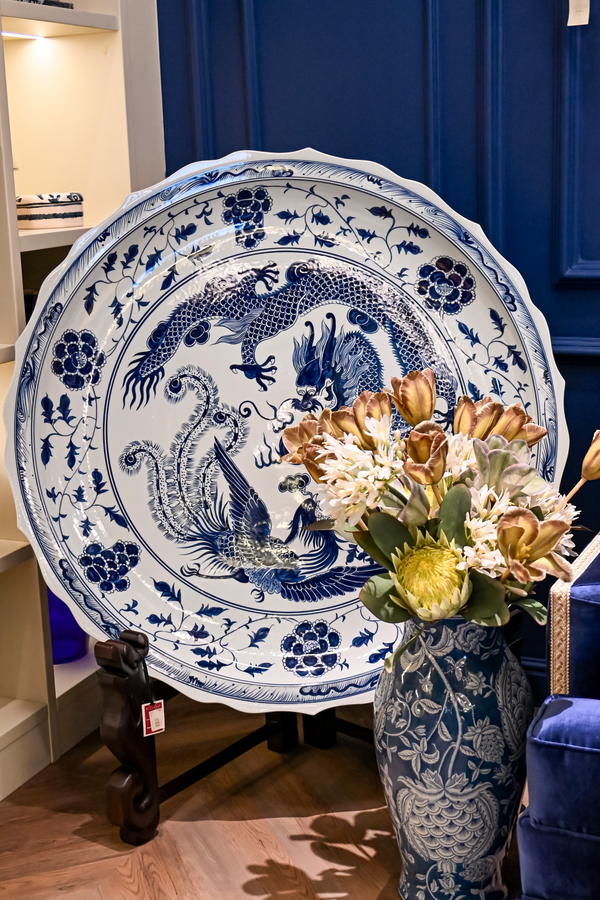 Large Chinese Style Blue Plate