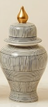 Black White Striped Cube Small