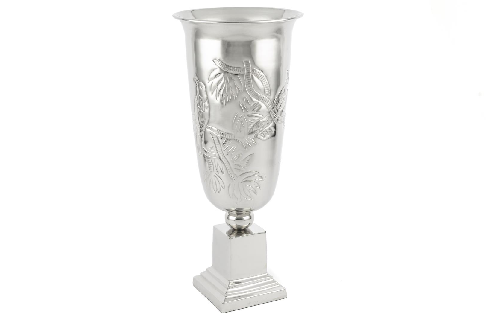 Silver Metal Pedestal Vase – Large