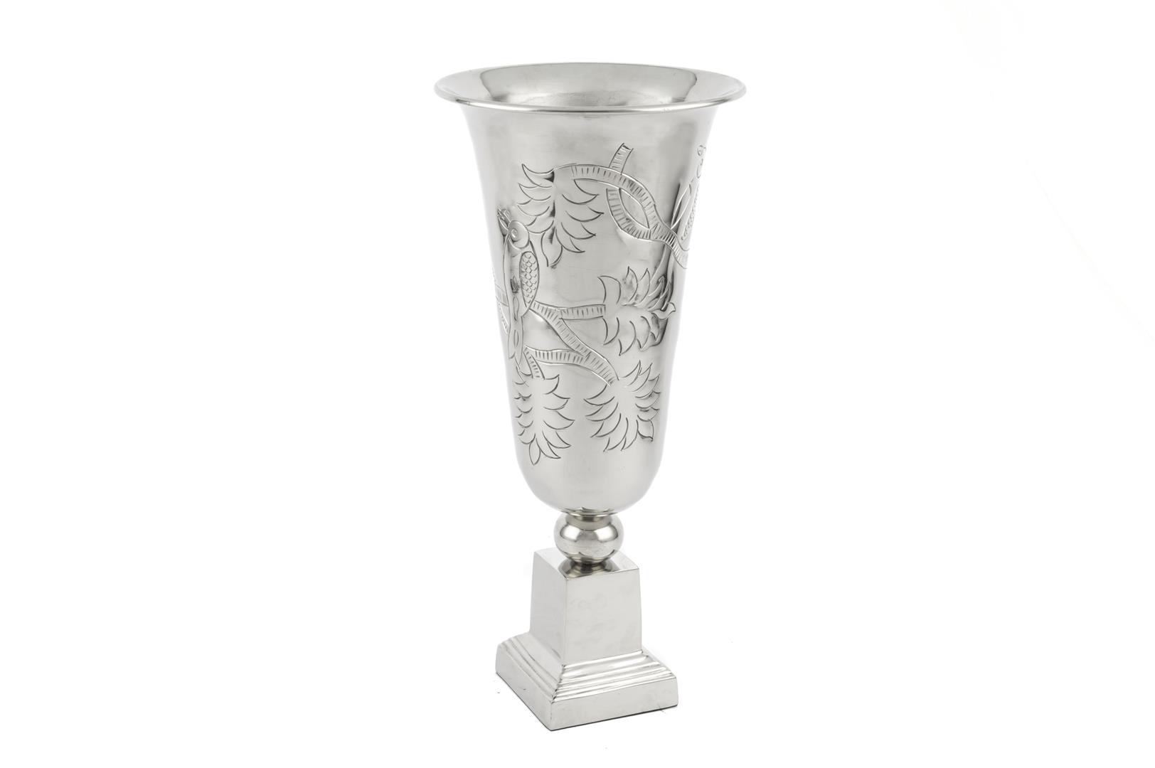 Silver Metal Pedestal Vase – Small