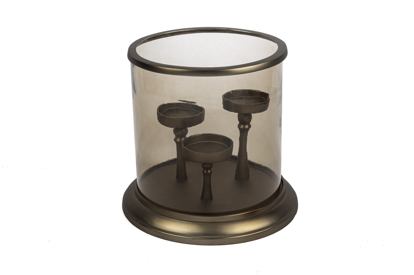 Amber Glass Triple Candleholder – Small