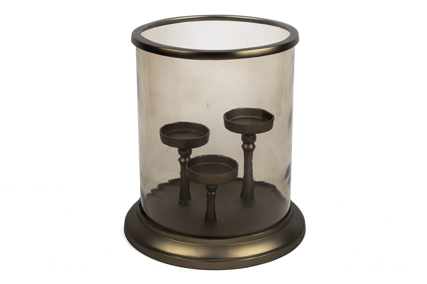 Amber Glass Triple Candleholder – Large