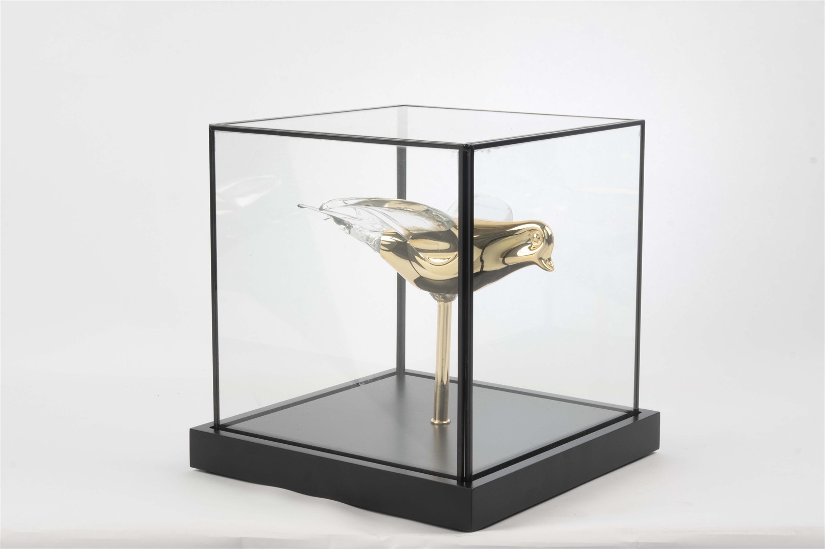 Flying Bird Sculpture in Crystal Display Case