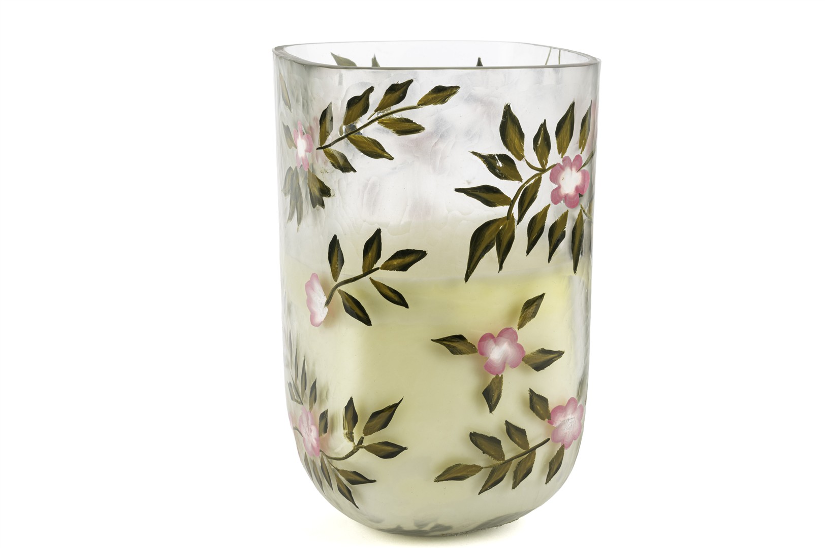 White Floral Glass Scented Candle – Large