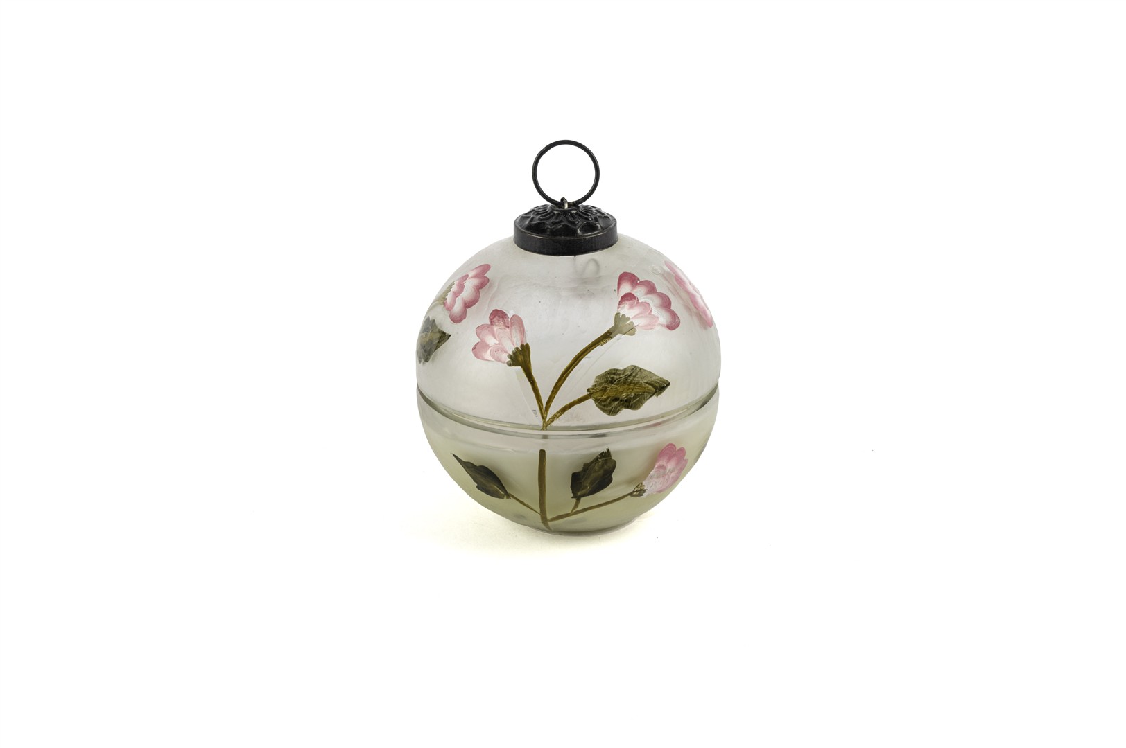 White Floral Glass Orb Candle
