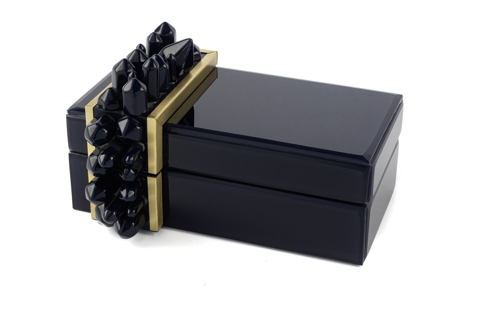 Polky Navy Blue Glass Decorative Box – Small