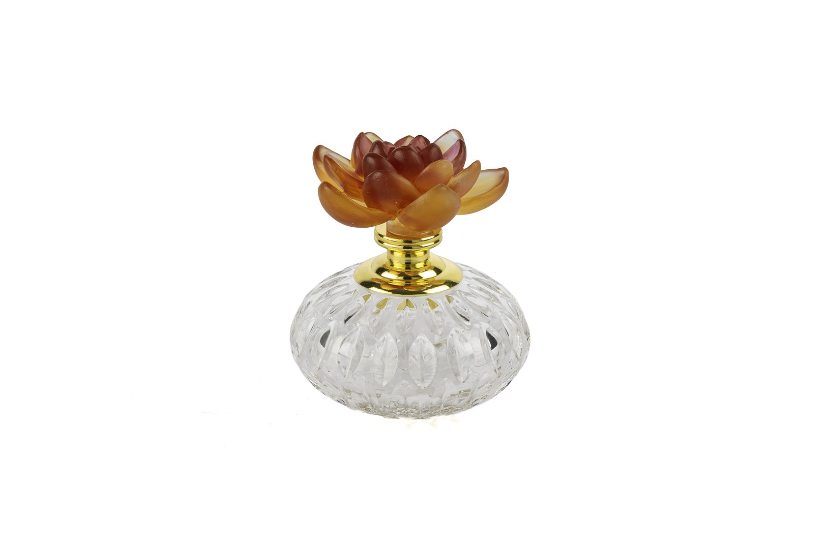 Decorative Glass Bottle with Orange Flower Topper – Small