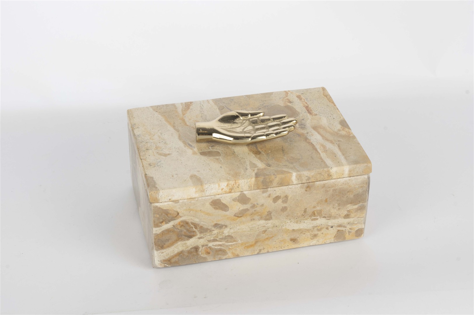 Marble Decorative Box with Gold Hand Accent