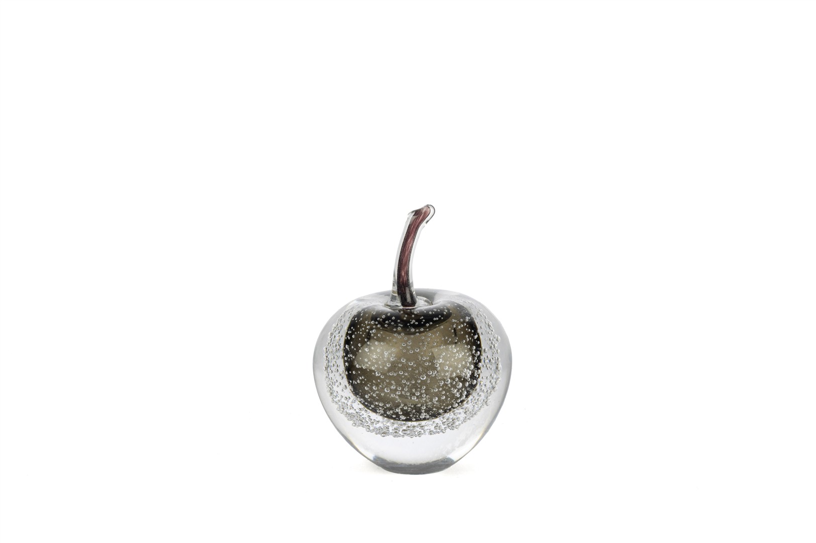 Frosted Black Glass Apple Sculpture