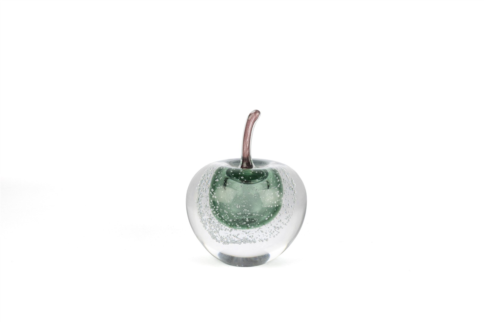 Frosted Green Glass Apple Sculpture