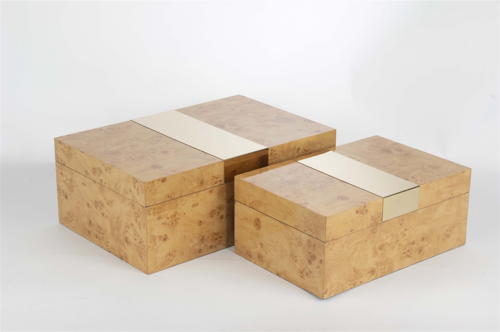 Set of 2 Ivory Wood Decorative Boxes