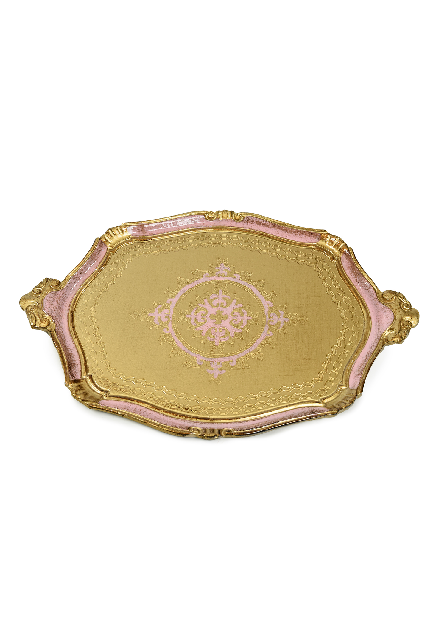 Wooden Tray With Pink Details