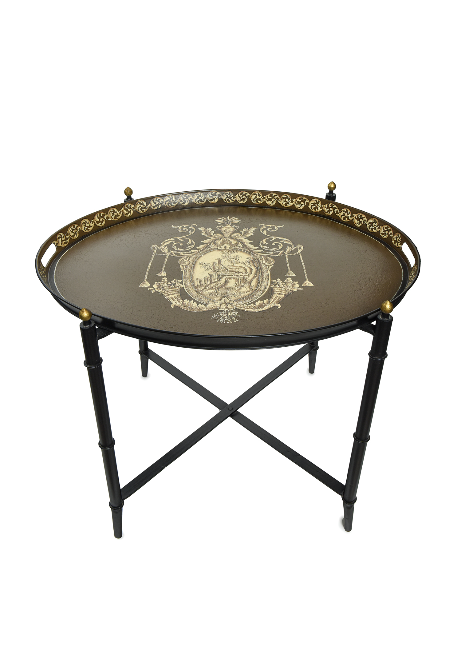 Round Metal Tray Style Chinese Table