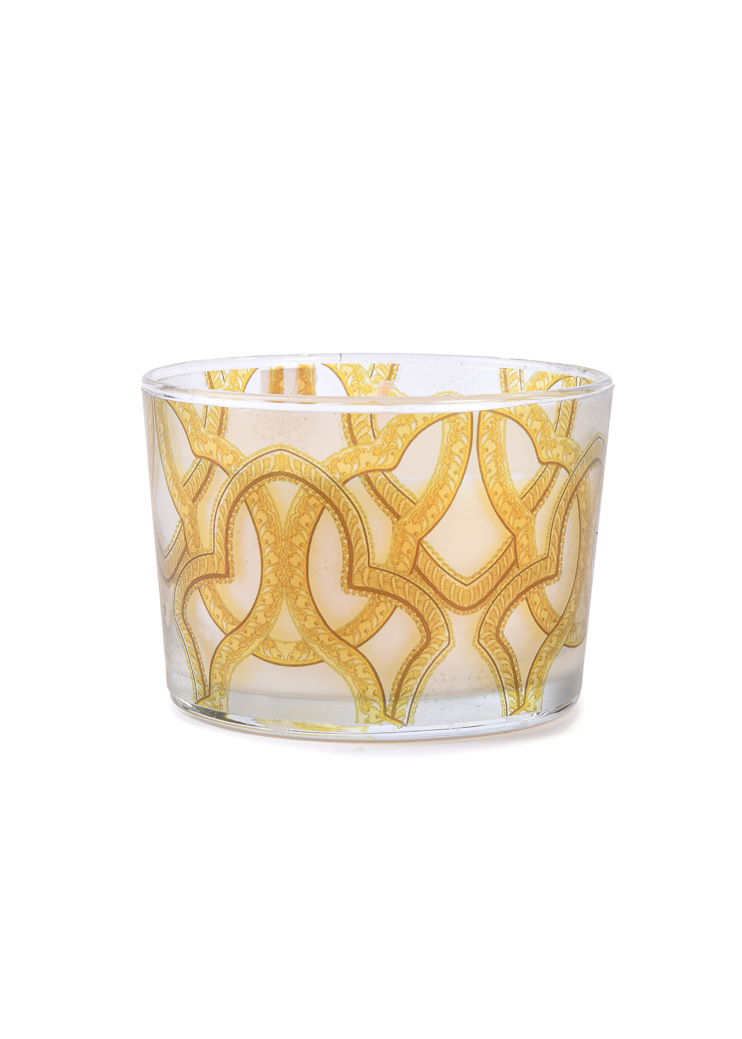 Yellow And White Classic Glass 
Candle Holder Small