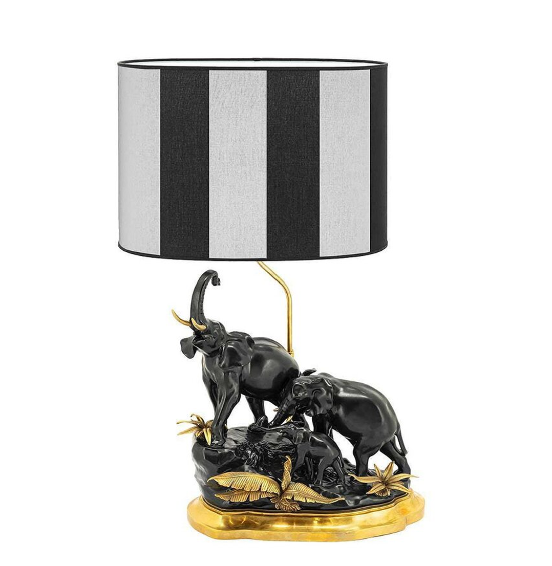 Elephant Black and White Table Lamp
