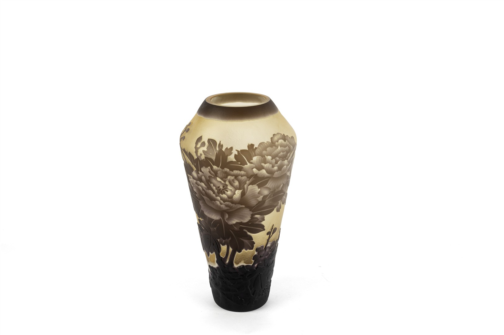 Brown Floral Art Glass Vase – Small