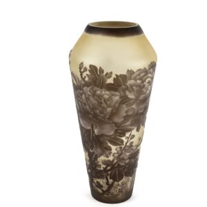 Brown Floral Art Glass Vase - Large