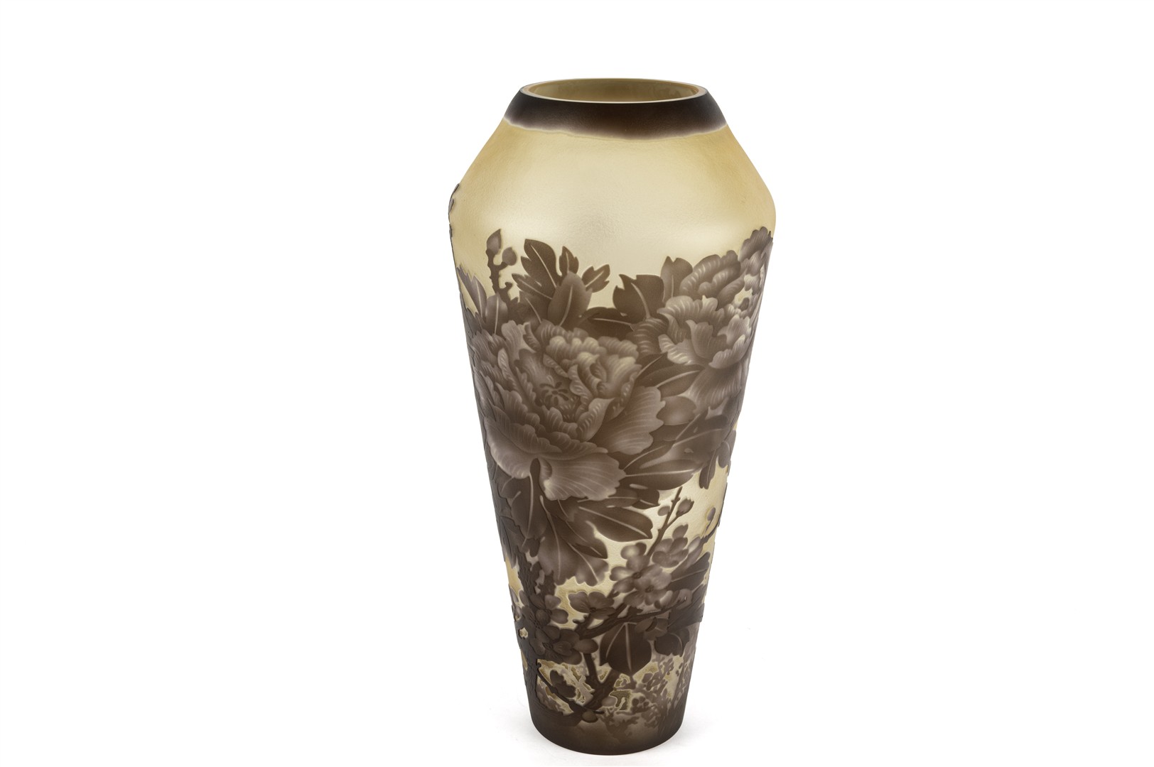 Brown Floral Art Glass Vase – Large