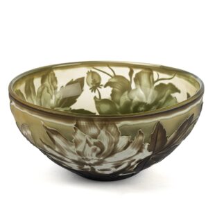 Green Floral Art Glass Centrepiece Bowl